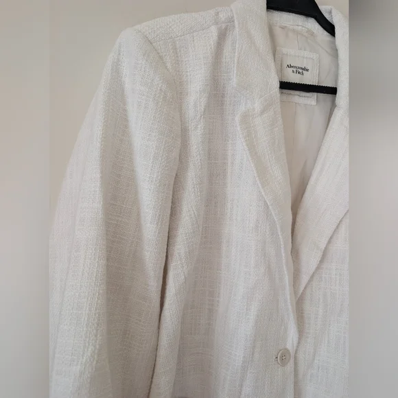 Abercrombie & Fitch Tweed Cropped Preppy White‎ Blazer Size XL - Picture 3 of 8
